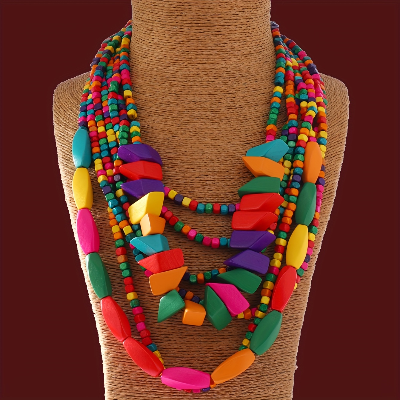 Ethnic Beads Sweater Chain Necklace